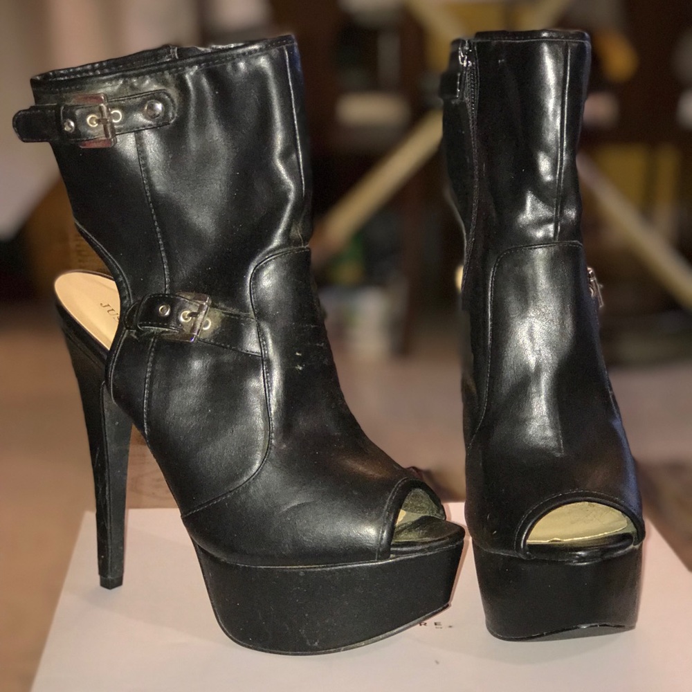 Black platform booties